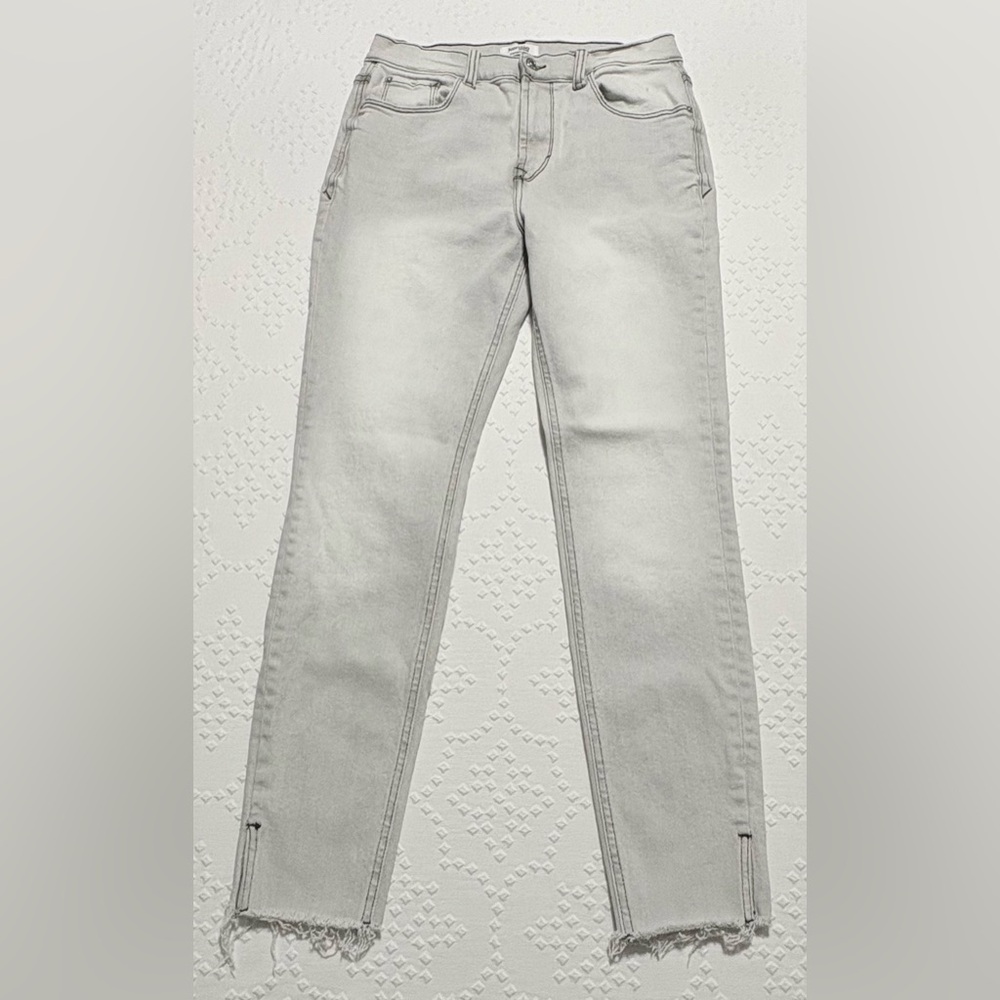 Kensie Kelsey High Rise Skinny Jeans 6/28 Light Wash Raw Hem Stretch